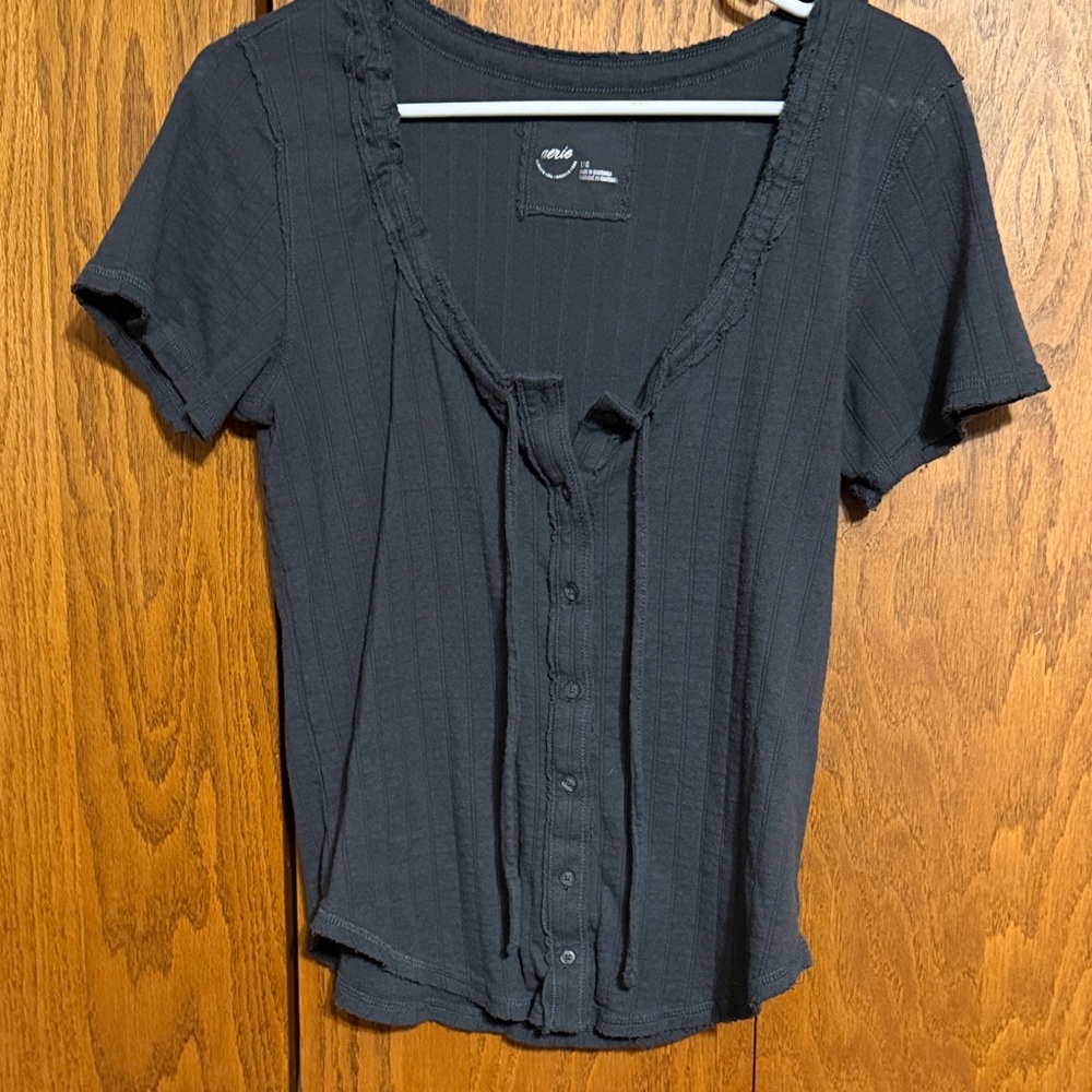 Aerie Black Button-Down Shirt